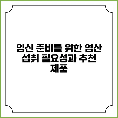 임신 준비를 위한 엽산 섭취: 필요성과 추천 제품