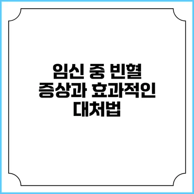 임신 중 빈혈 증상과 효과적인 대처법