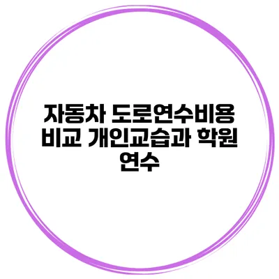 자동차 도로연수비용 비교 개인교습과 학원 연수