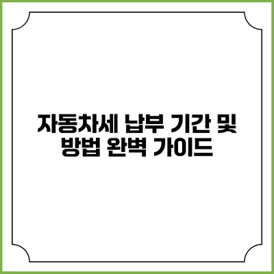 자동차세 납부 기간 및 방법 완벽 가이드