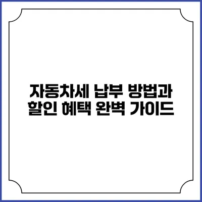 자동차세 납부 방법과 할인 혜택 완벽 가이드
