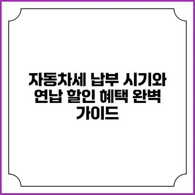 자동차세 납부 시기와 연납 할인 혜택 완벽 가이드