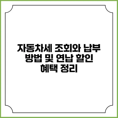 자동차세 조회와 납부 방법 및 연납 할인 혜택 정리