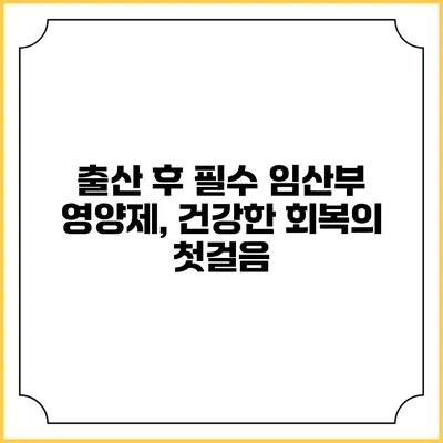 출산 후 필수 임산부 영양제, 건강한 회복의 첫걸음
