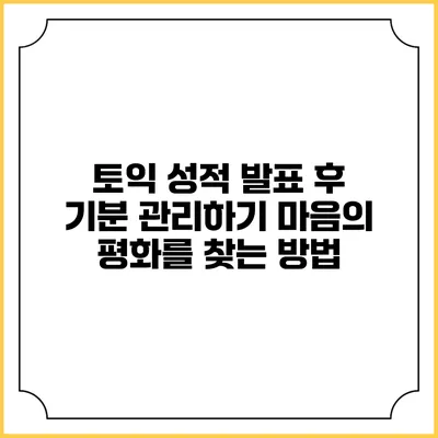 토익 성적 발표 후 기분 관리하기: 마음의 평화를 찾는 방법