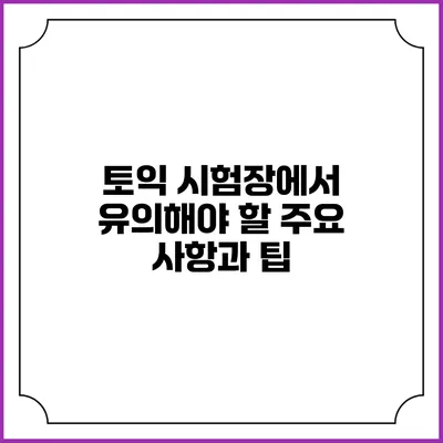 토익 시험장에서 유의해야 할 주요 사항과 팁