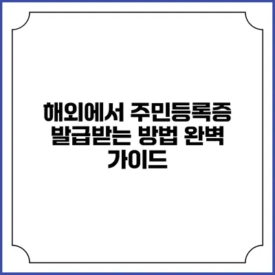 해외에서 주민등록증 발급받는 방법 완벽 가이드