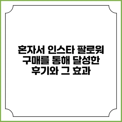 혼자서 인스타 팔로워 구매를 통해 달성한 후기와 그 효과