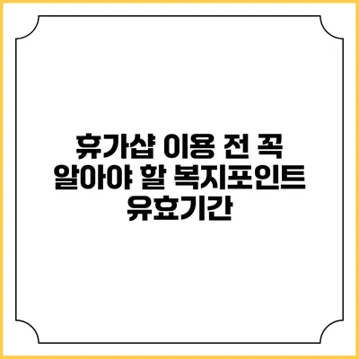 휴가샵 이용 전 꼭 알아야 할 복지포인트 유효기간