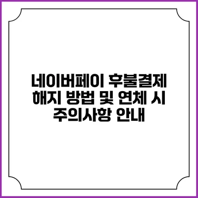 네이버페이 후불결제 해지 방법 및 연체 시 주의사항 안내