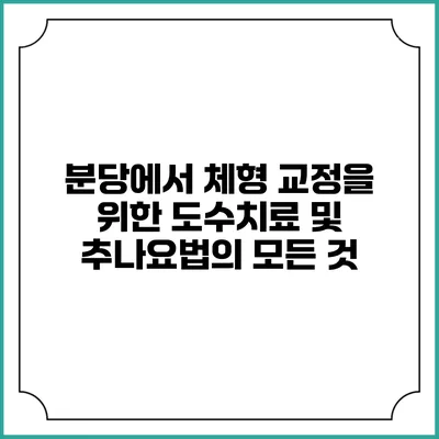 분당에서 체형 교정을 위한 도수치료 및 추나요법의 모든 것