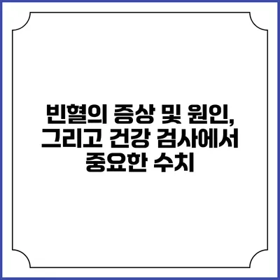 빈혈의 증상 및 원인, 그리고 건강 검사에서 중요한 수치