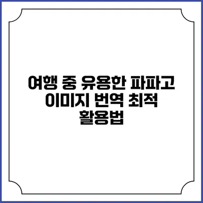 여행 중 유용한 파파고 이미지 번역 최적 활용법