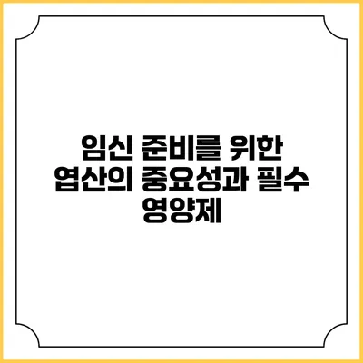 임신 준비를 위한 엽산의 중요성과 필수 영양제