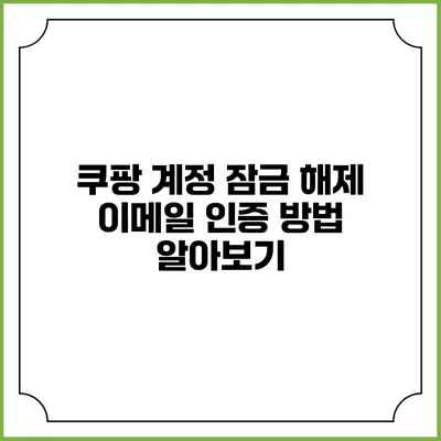 쿠팡 계정 잠금 해제 이메일 인증 방법 알아보기