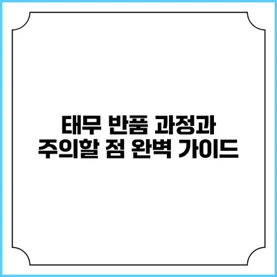 태무 반품 과정과 주의할 점 완벽 가이드