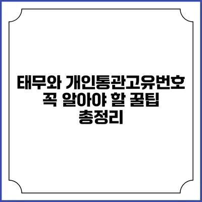 태무와 개인통관고유번호: 꼭 알아야 할 꿀팁 총정리